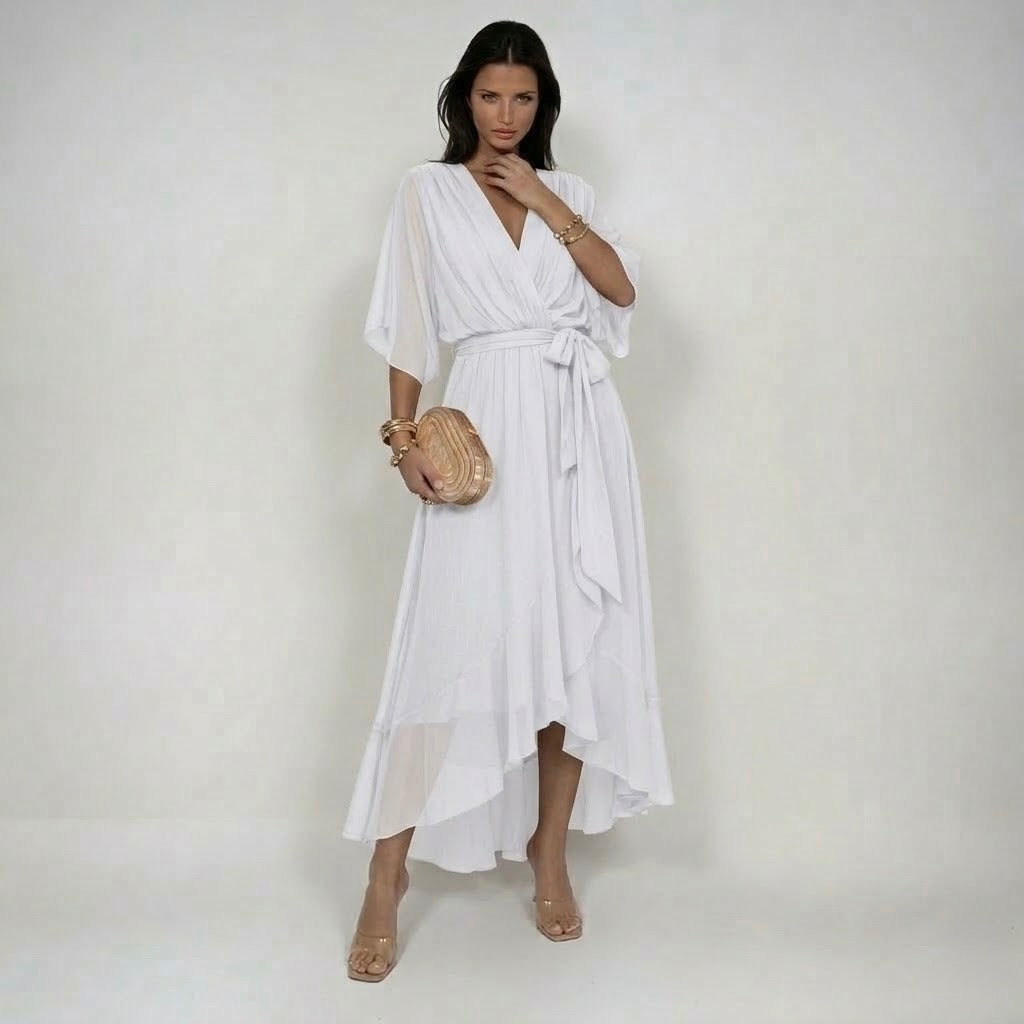 MARTA | ABITO IN CHIFFON CON SCOLLATURA A V