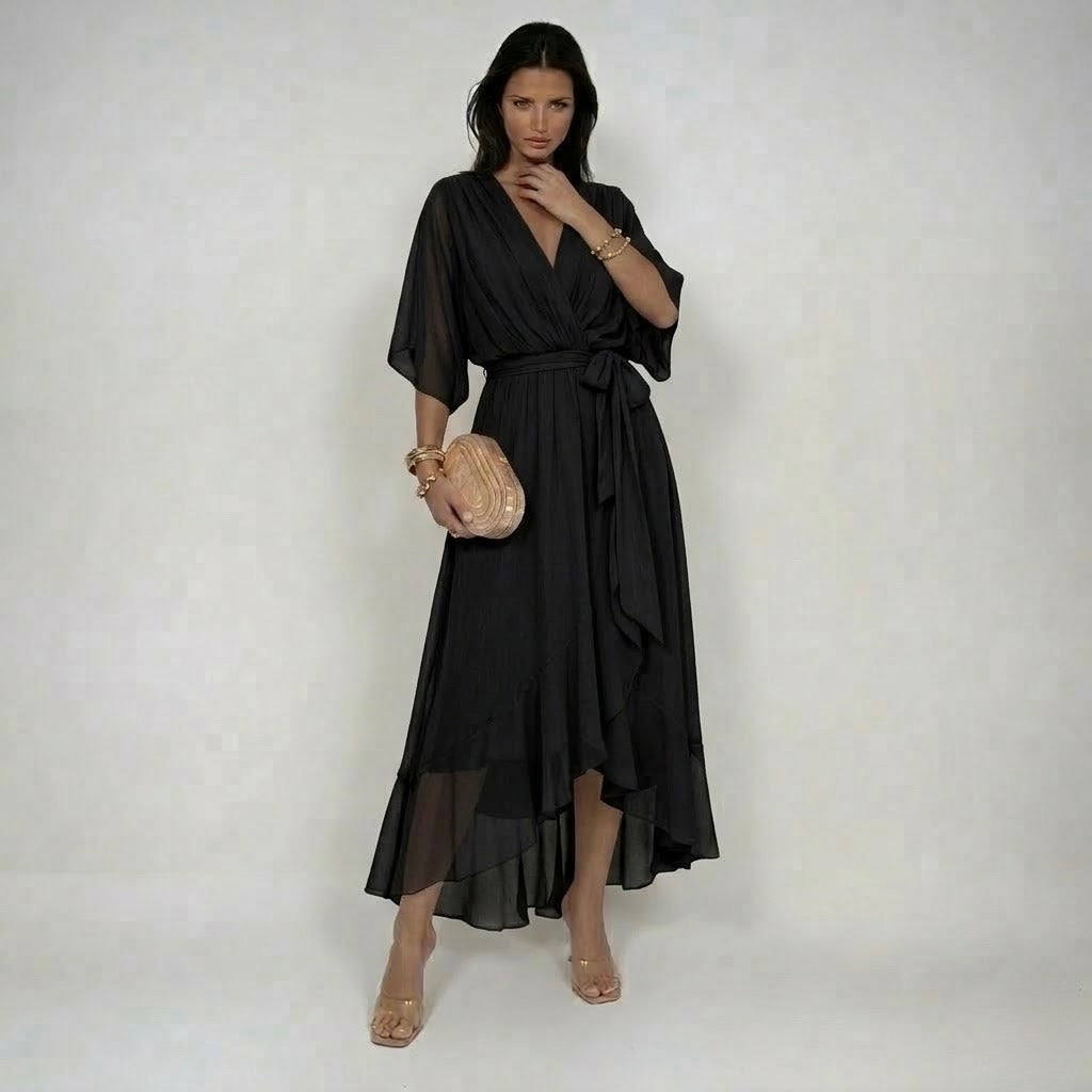 MARTA | ABITO IN CHIFFON CON SCOLLATURA A V