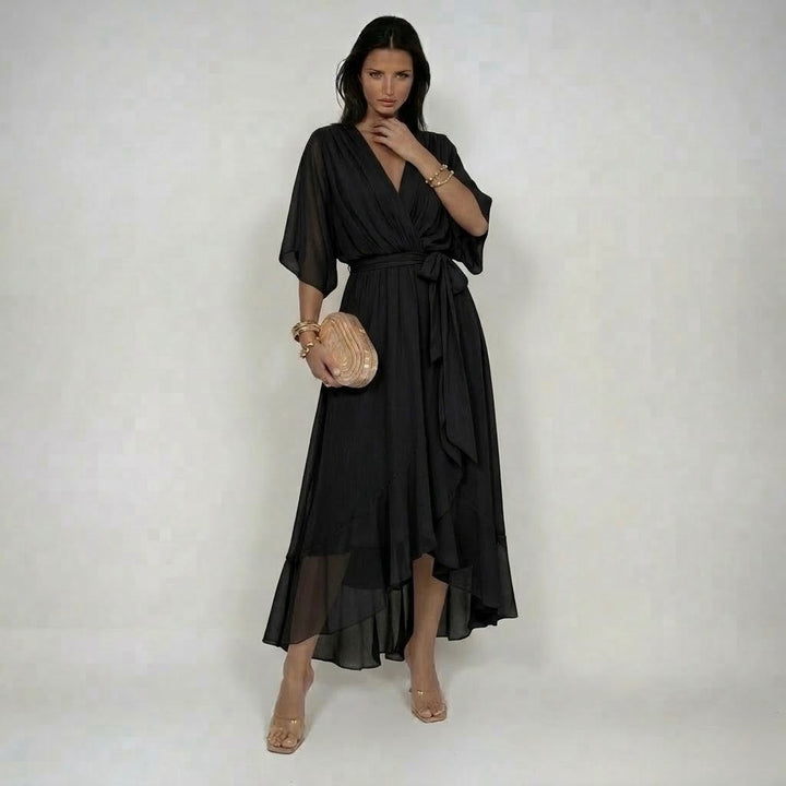 MARTA | ABITO IN CHIFFON CON SCOLLATURA A V