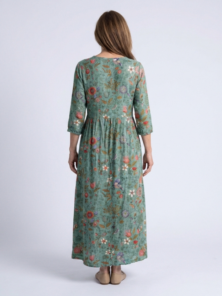 Marina | Abito Maxi Floreale con Scollo a V