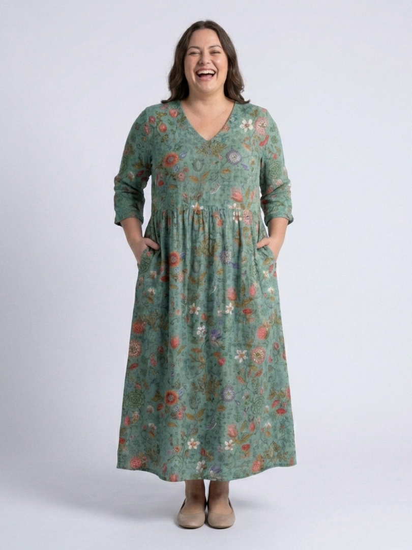 Marina | Abito Maxi Floreale con Scollo a V