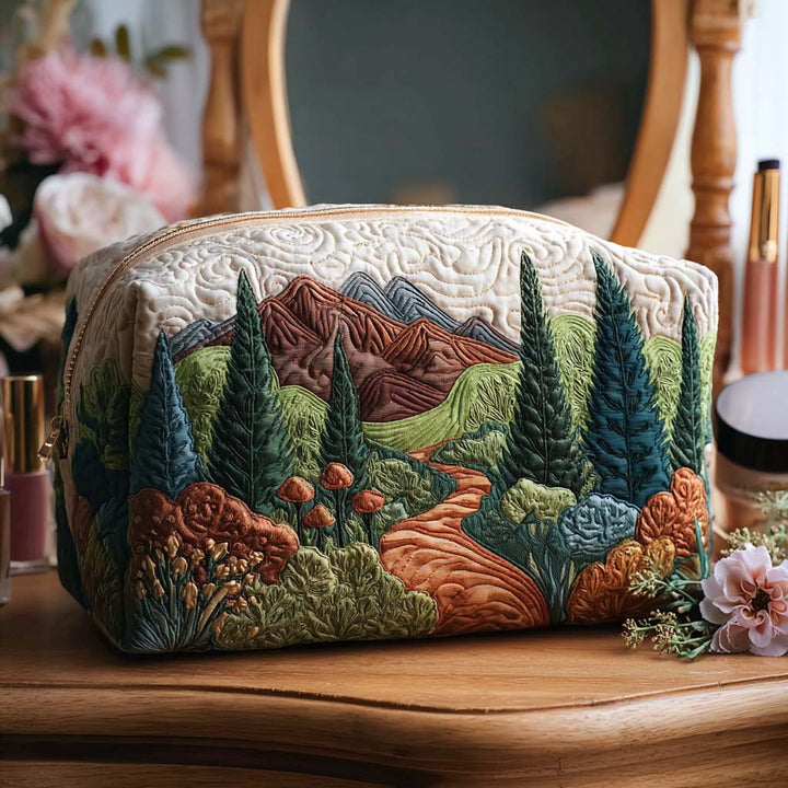 Beauty case trapuntato con sentiero nel verde NCU0PT9472