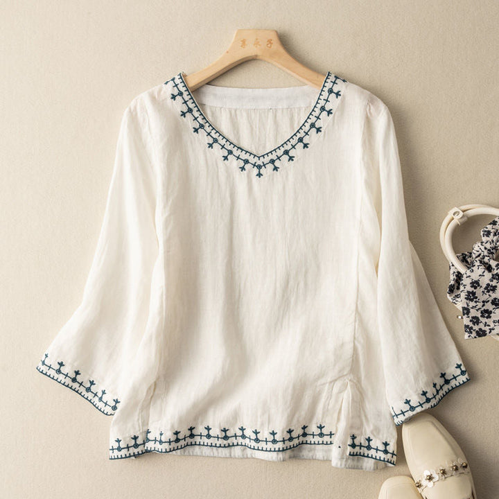 ANOUK | BLUSA RICAMATA CON SCOLLO A V