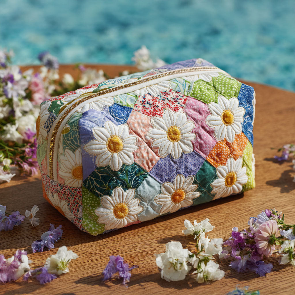 Beauty case trapuntato con sentiero di petali NCU0PT9259