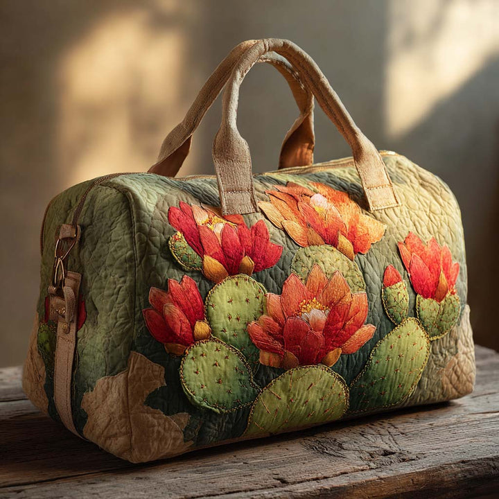 Borsa da viaggio trapuntata con cactus in fiore NCU0XD410