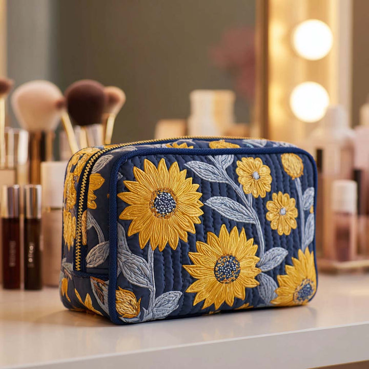 Beauty case trapuntato con fiore luminoso NCU0NT10235