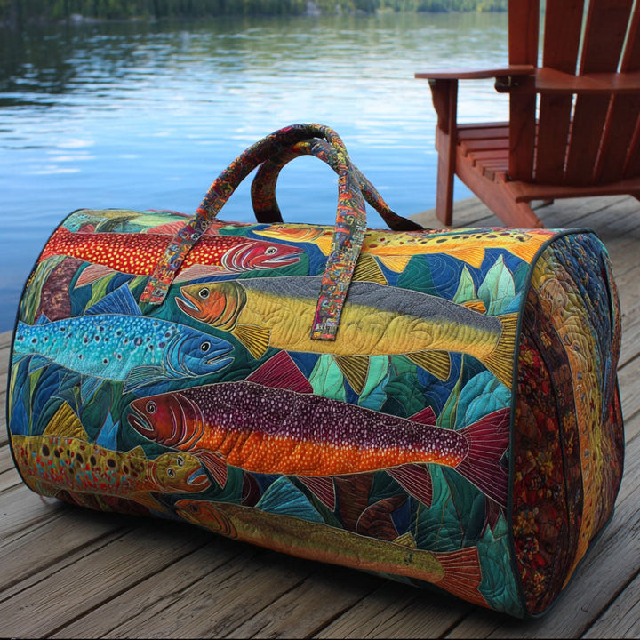 Borsa da viaggio trapuntata con motivo pesca NCU0VT259