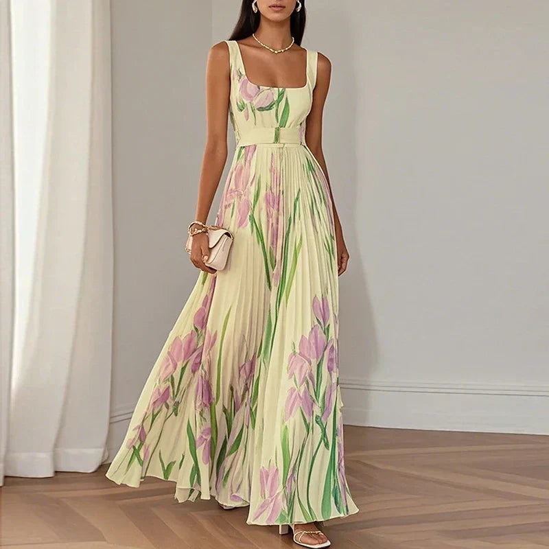 ORIAH | ABITO MAXI FLOREALE SVASATO