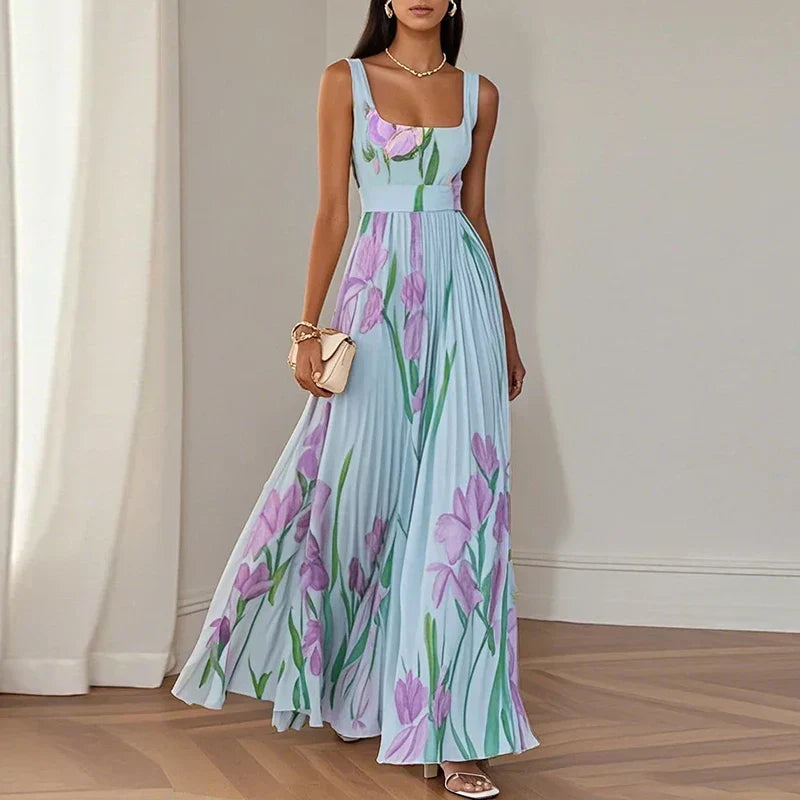 ORIAH | ABITO MAXI FLOREALE SVASATO