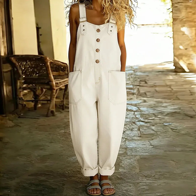 Mae | Salopette Denim Morbida con Spalline Regolabili