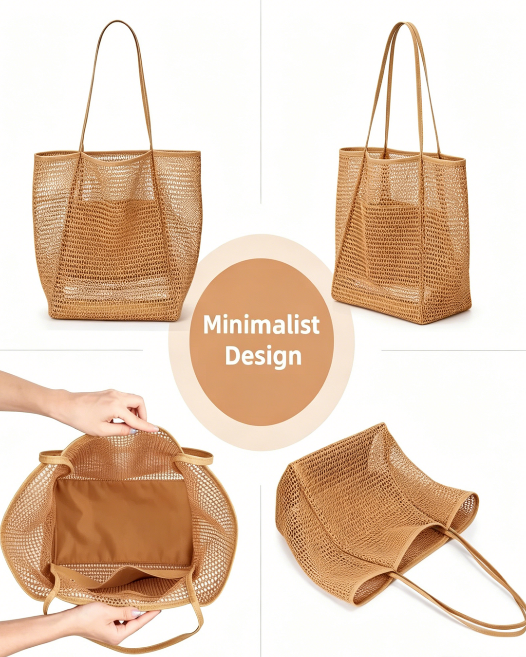 Borsa da Spiaggia in Rete di Grande Capacità Boho