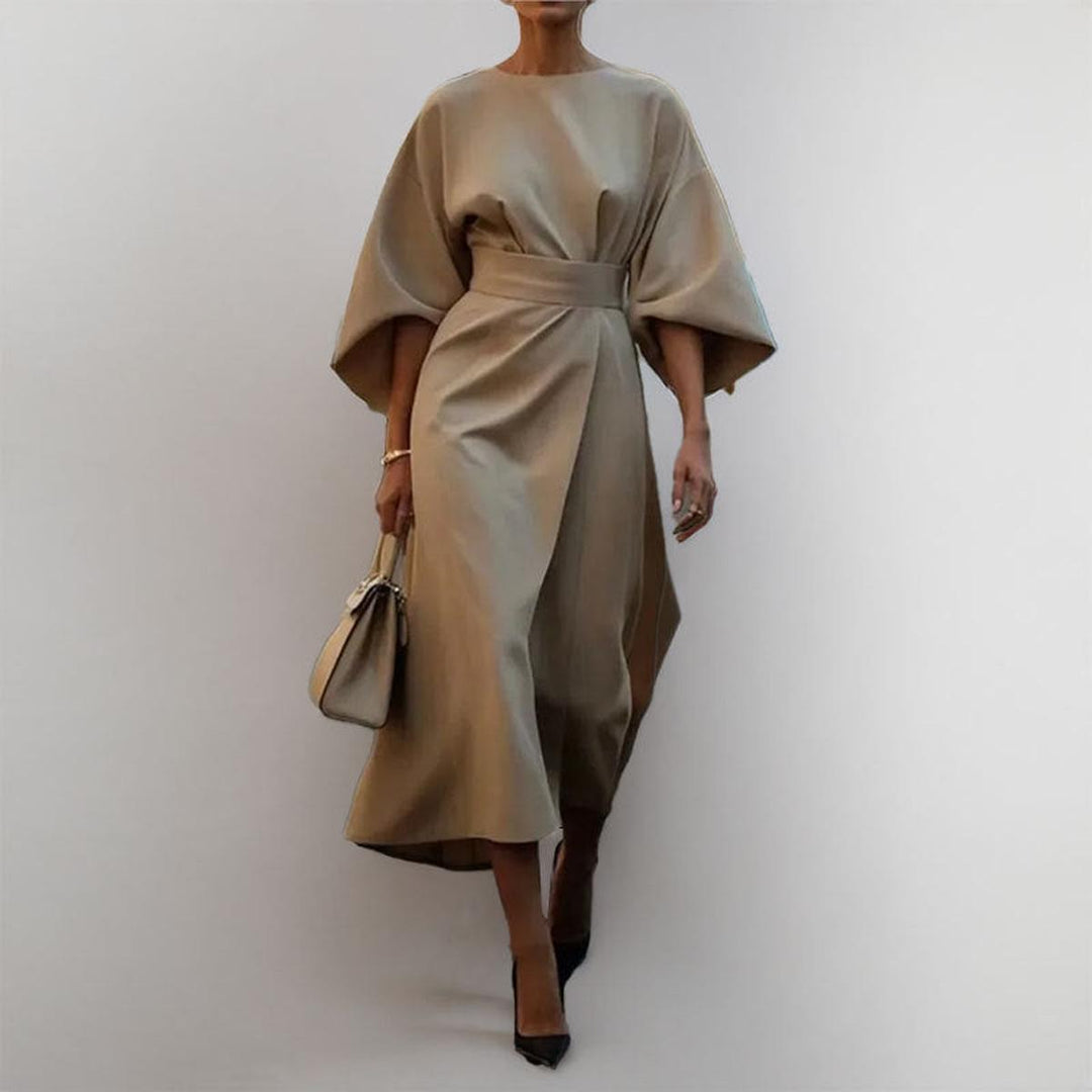 ELDRA | ABITO MAXI IN RASO CON MANICHE SVASATE