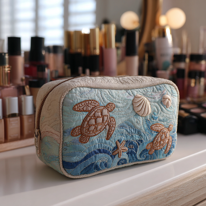 Beauty case trapuntato con tartaruga marina NCU0DK10241