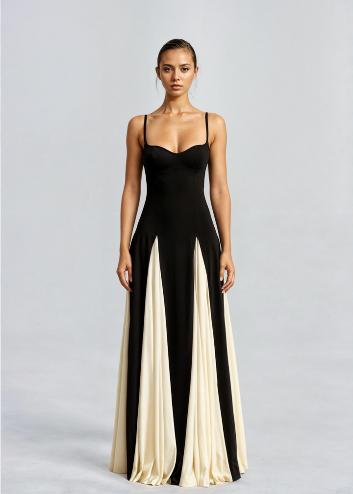 ALWEN | ABITO MAXI ELEGANTE BICOLORE