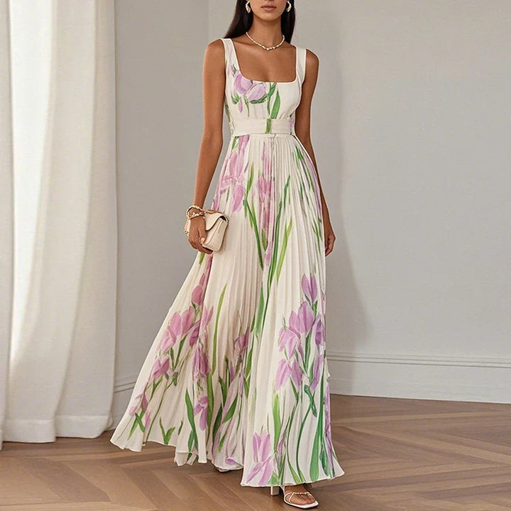 ORIAH | ABITO MAXI FLOREALE SVASATO