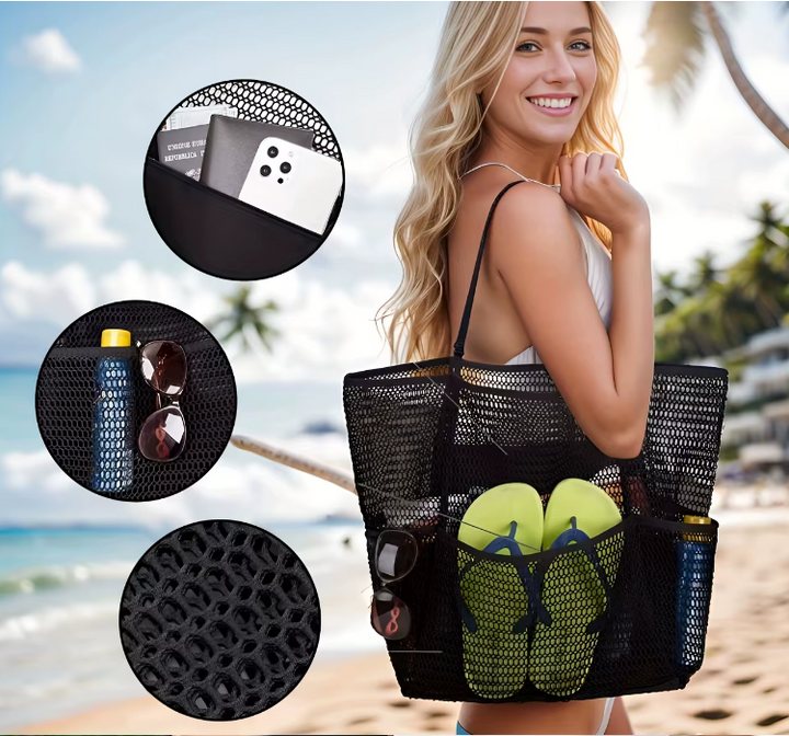 Borsa da Spiaggia in Rete di Grande Capacità Boho