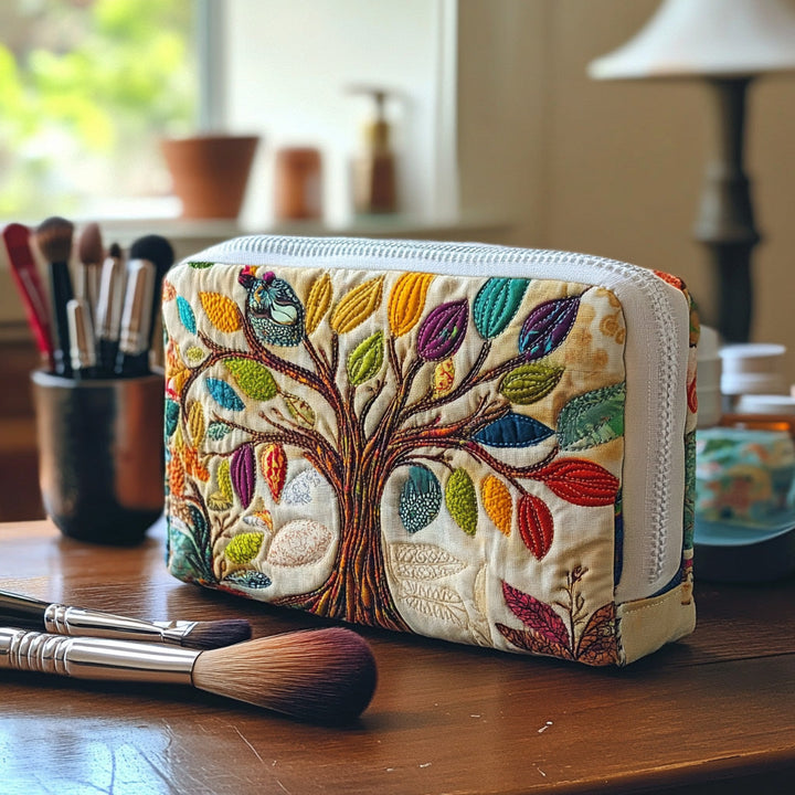 Beauty case trapuntato con albero della vita NCU0DV7891