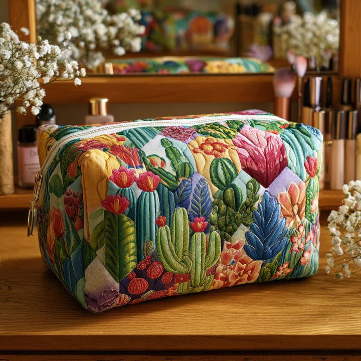 Beauty case trapuntato con piante succulente NCU0PT9631