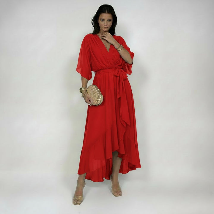 MARTA | ABITO IN CHIFFON CON SCOLLATURA A V