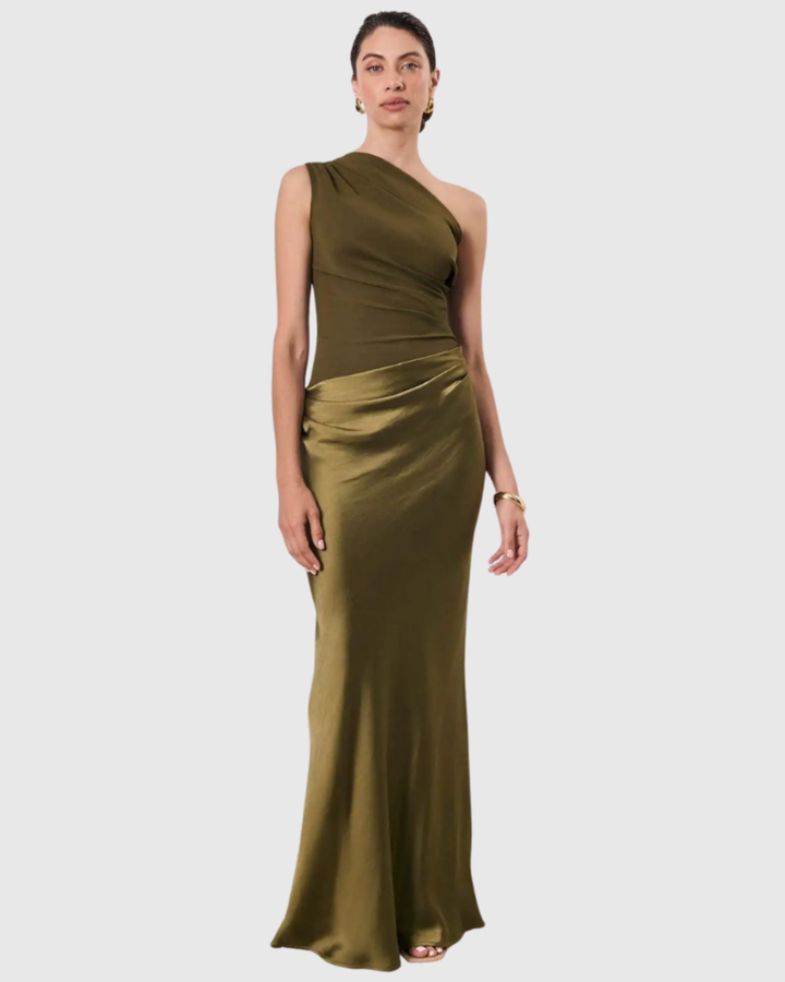 ALEIDA | ABITO MAXI IN RASO MONOSPALLA