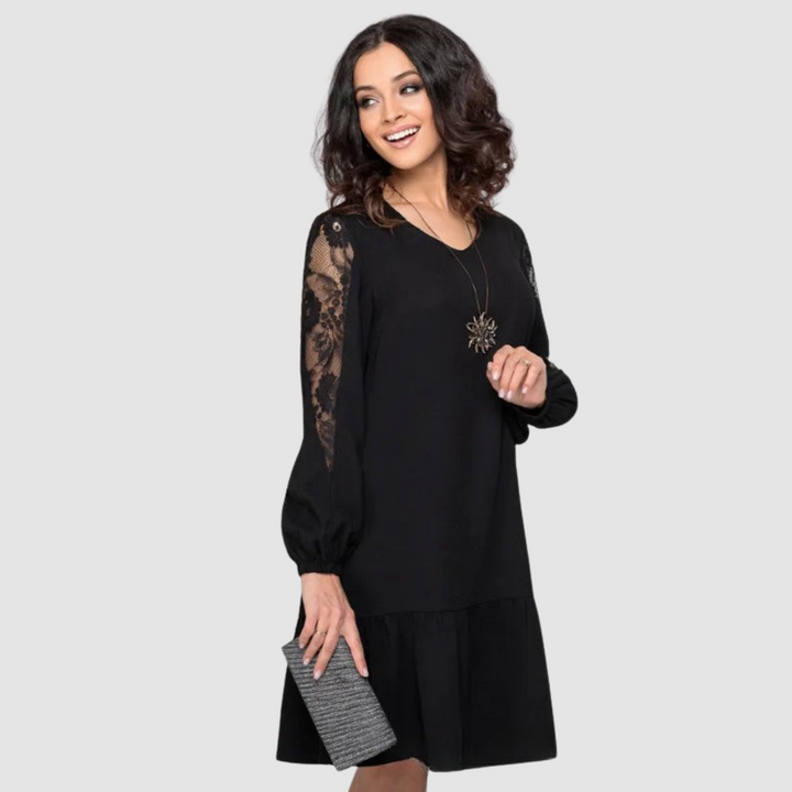 LOWRI QUINN | ABITO MIDI CON MANICHE IN PIZZO