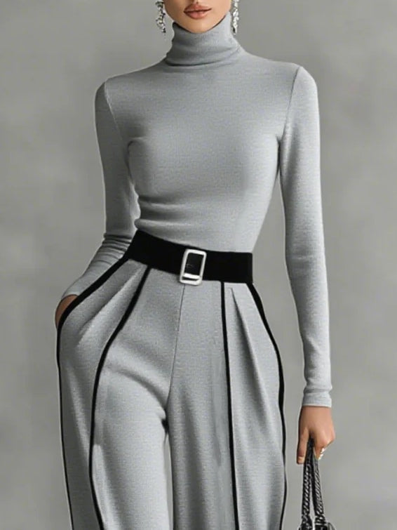 Set elegante | Top a collo alto e pantaloni