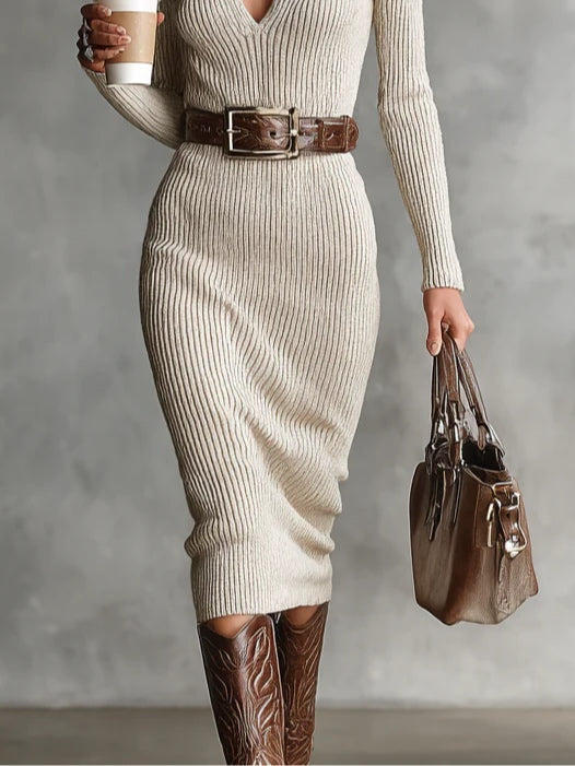 DELPHINO | ABITO MIDI IN MAGLIA CON CINTURA