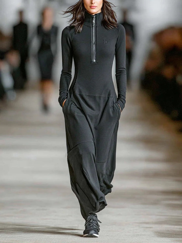 LUNA | ABITO MAXI CON COLLO ALTO E ZIP