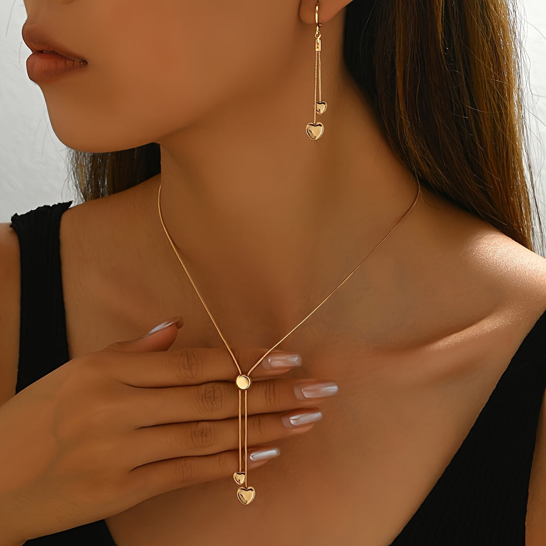 Set Collana e Orecchini con Pendente a Cuore