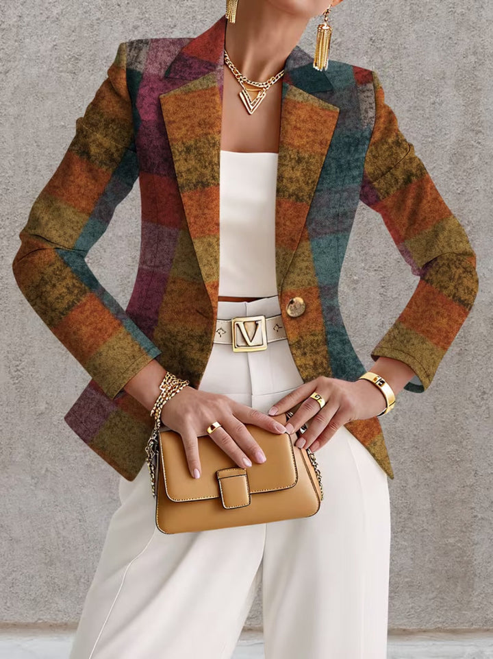 Amandine | Blazer Donna a Quadri Autunnali