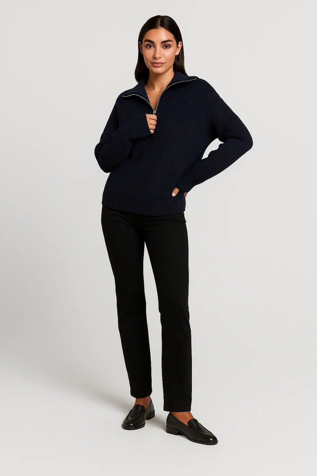 FFION | MAGLIONE CON COLLO A ZIP IN MAGLIA WAFFLE
