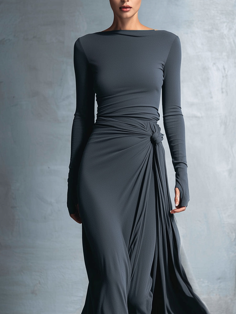 YASMINA | ABITO MAXI CON ALLACCIATURA LATERALE
