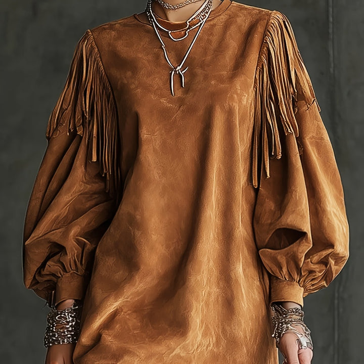 SAVANNA | ABITO MAXI WESTERN CON MANICHE A CAMPANA
