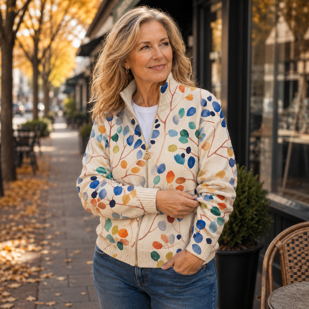 Delphine | Cardigan Donna Botanico con Zip
