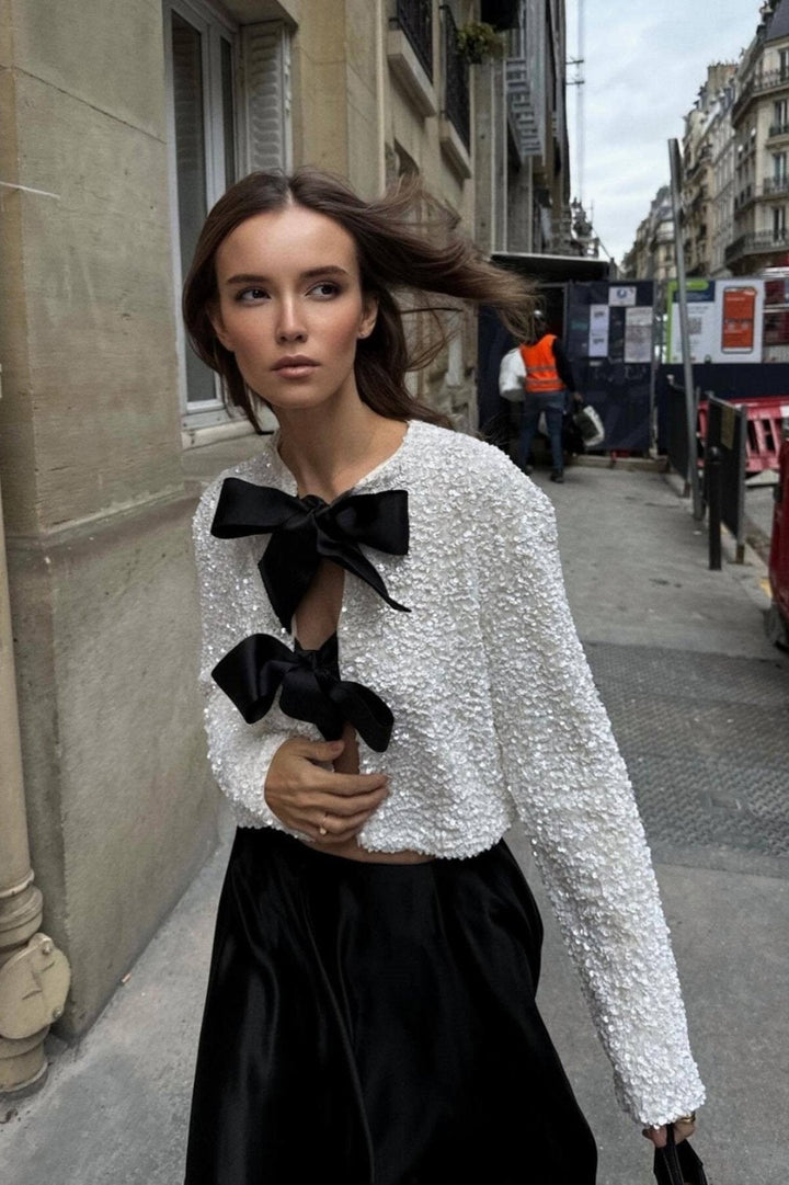Anwen | Blusa con Fiocco e Paillettes