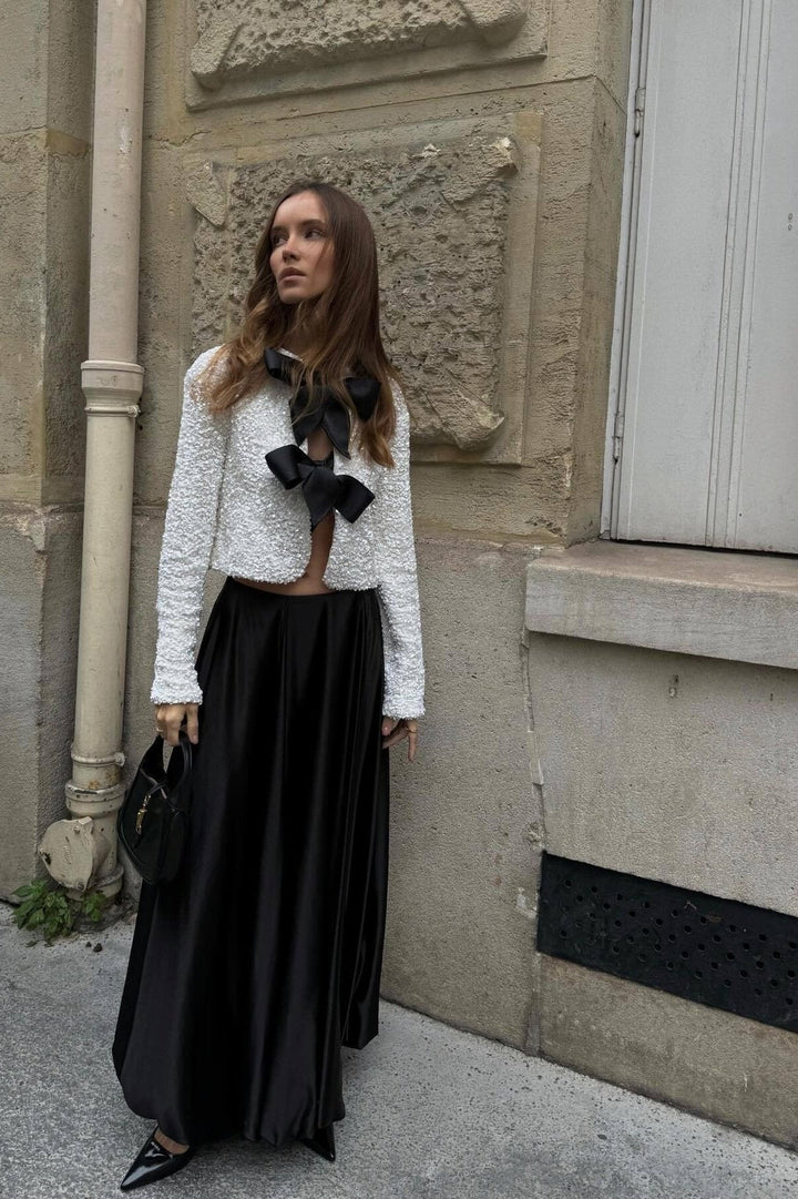 Anwen | Blusa con Fiocco e Paillettes