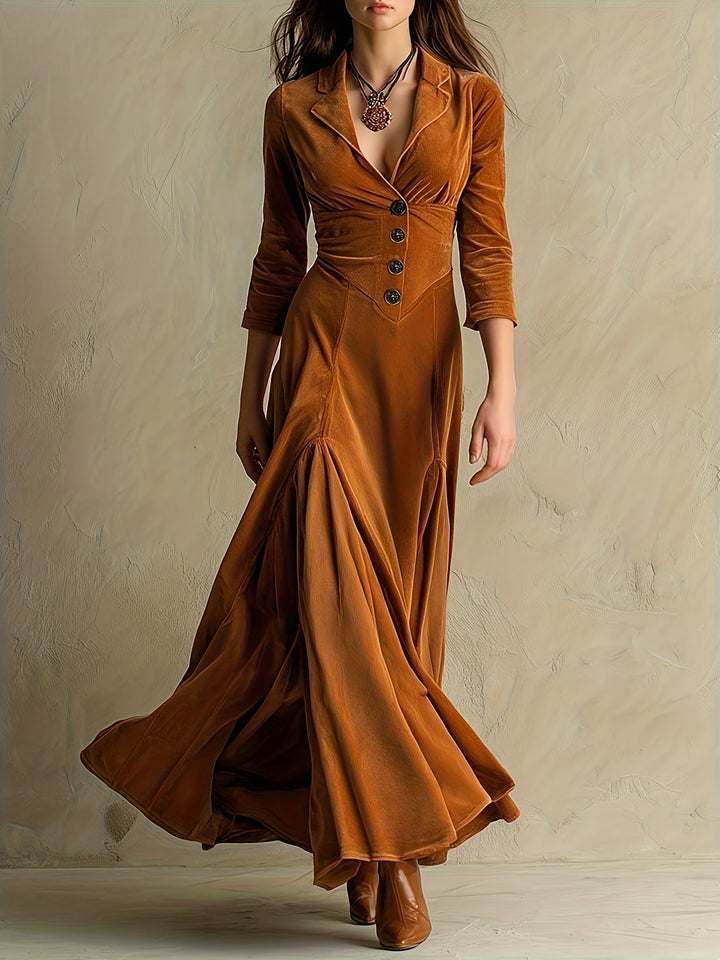 ELOWENNA | ABITO ELEGANTE CON COLLO A BOTTONI E MANICHE 7/8