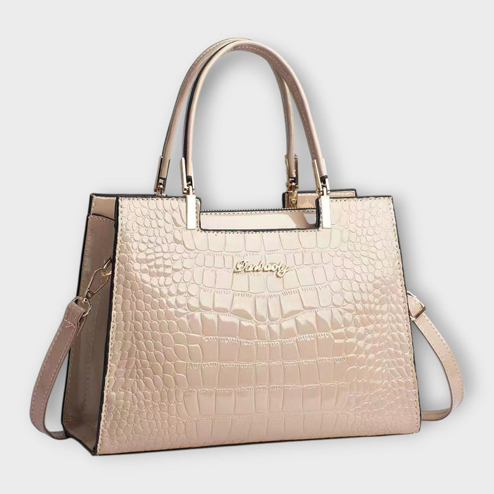 Maison Verdelle - Borsa a Mano con Motivo in Pelle di Coccodrillo Lucida