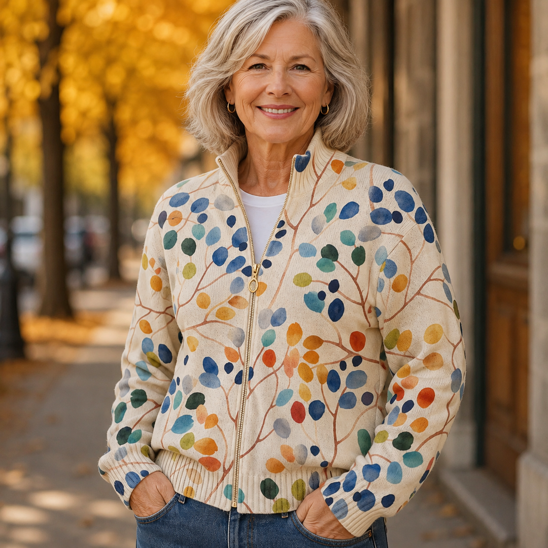 Delphine | Cardigan Donna Botanico con Zip