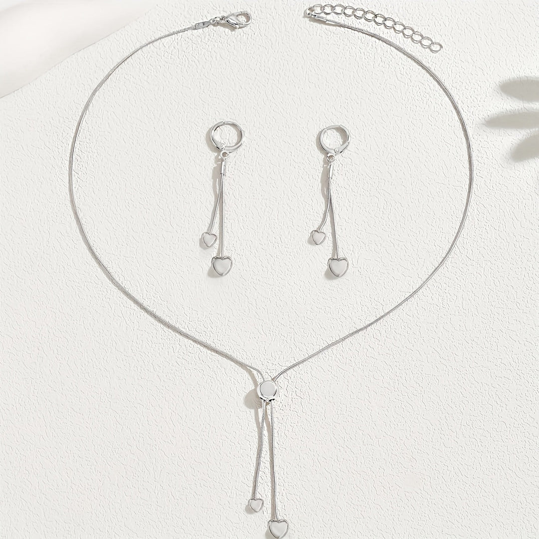 Set Collana e Orecchini con Pendente a Cuore