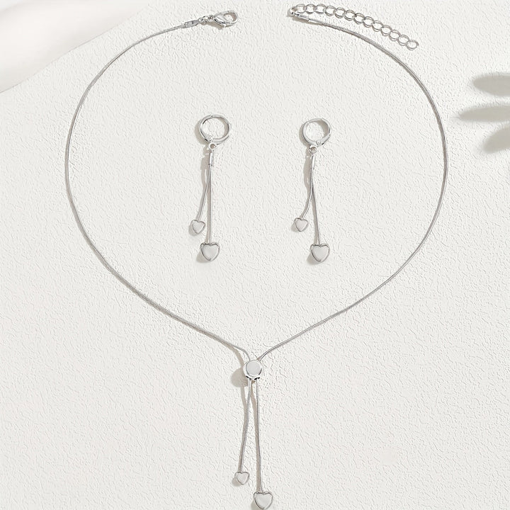 Set Collana e Orecchini con Pendente a Cuore
