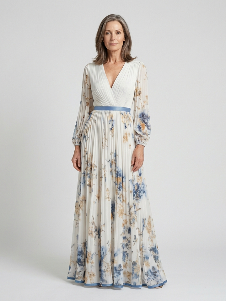 Lavinia | Abito Maxi Floreale a Maniche Lunghe