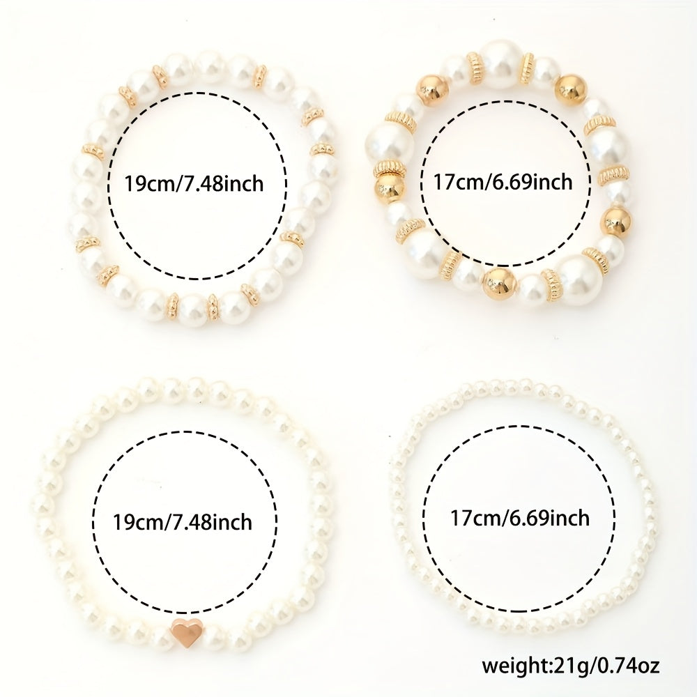 Set di bracciali con perle e cuore