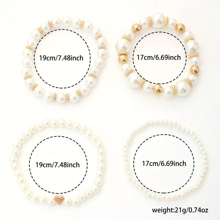 Set di bracciali con perle e cuore