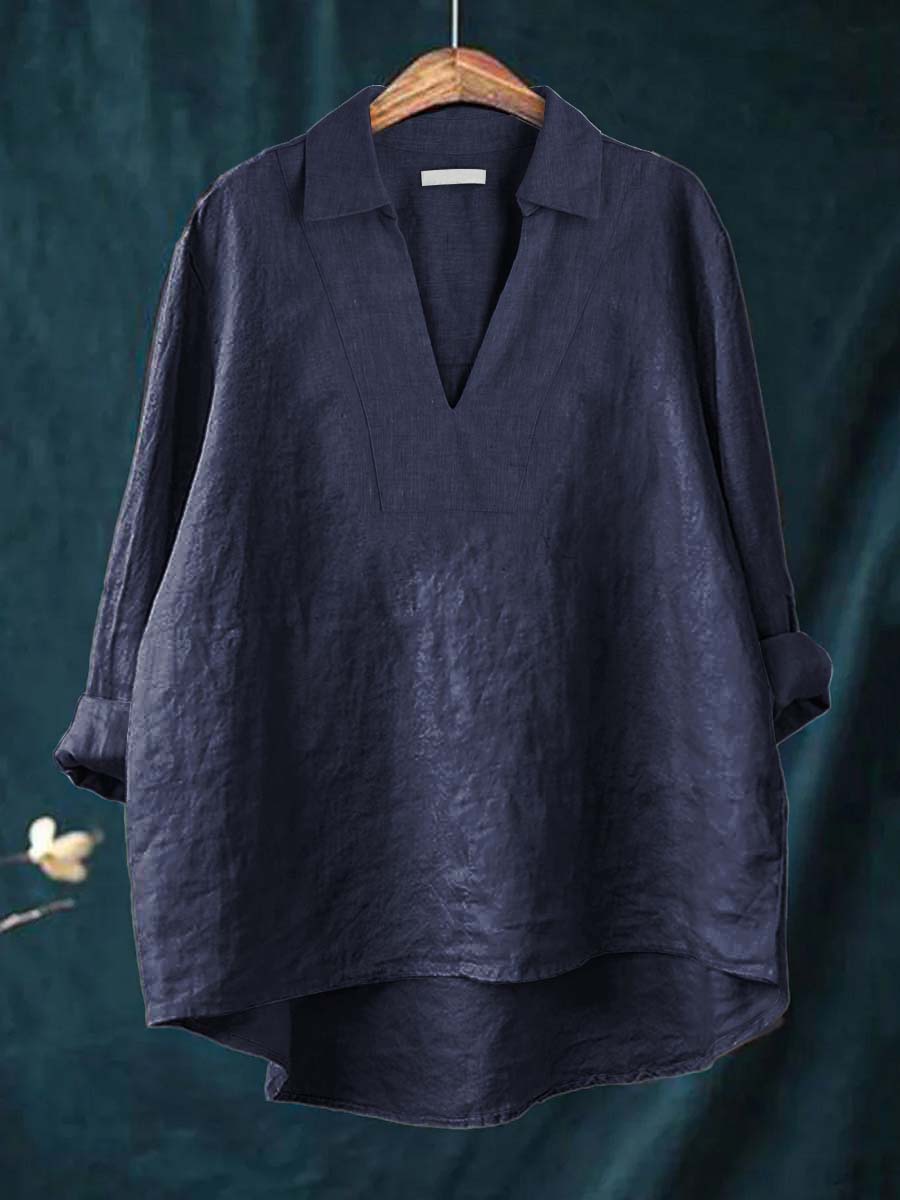CELESTINE | BLUSA COLOR CARAMELLO CON SCOLLO A V
