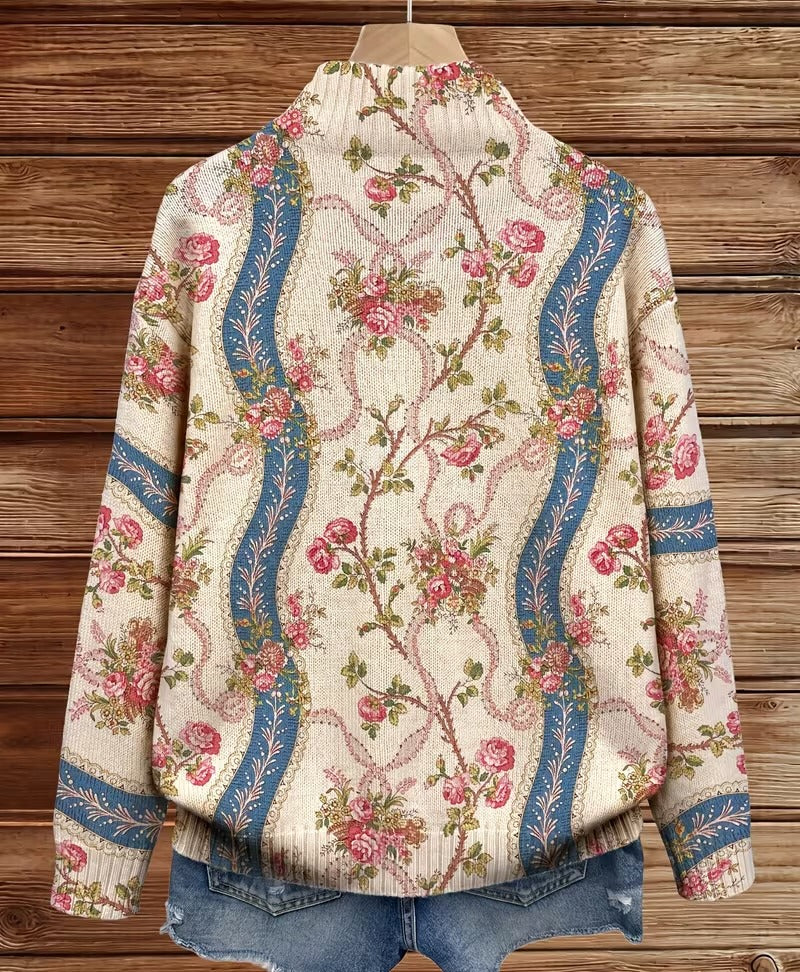 Rosalind | Cardigan Donna Floreale a Righe con Zip
