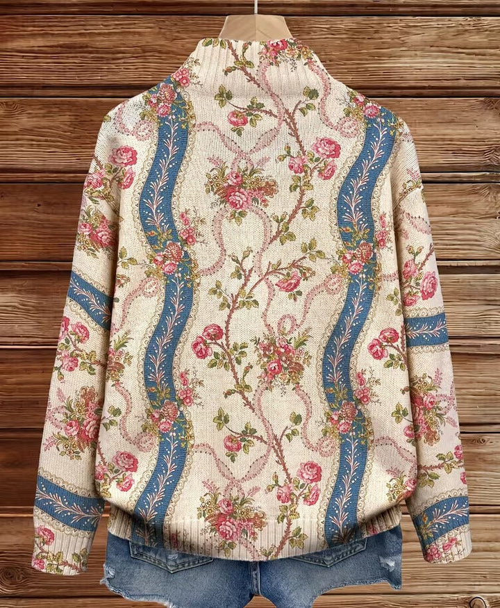 Rosalind | Cardigan Donna Floreale a Righe con Zip