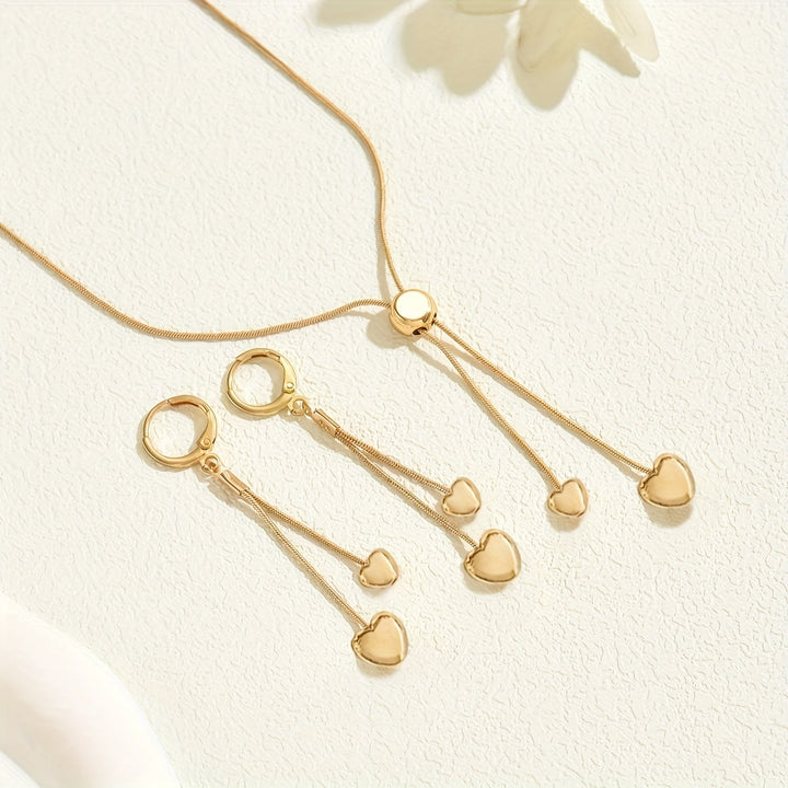 Set Collana e Orecchini con Pendente a Cuore