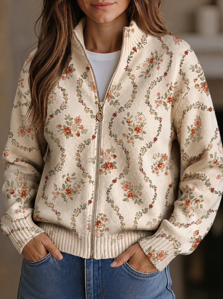 Vivienne | Cardigan Donna Floreale con Zip