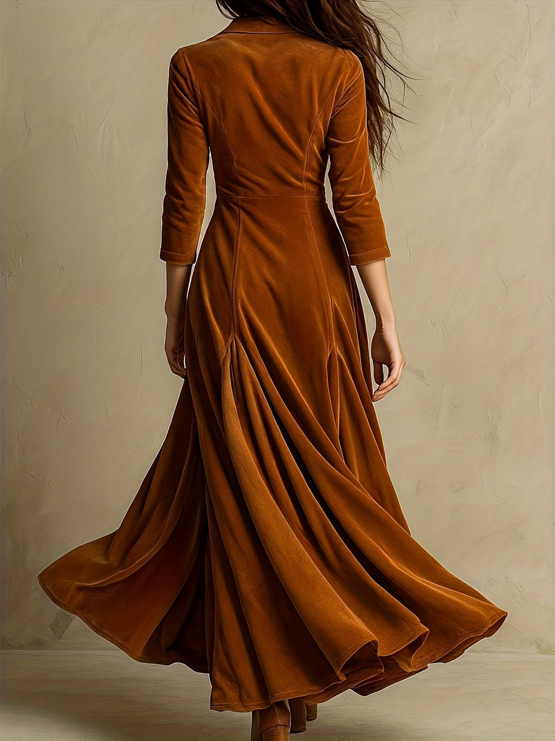 ELOWENNA | ABITO ELEGANTE CON COLLO A BOTTONI E MANICHE 7/8